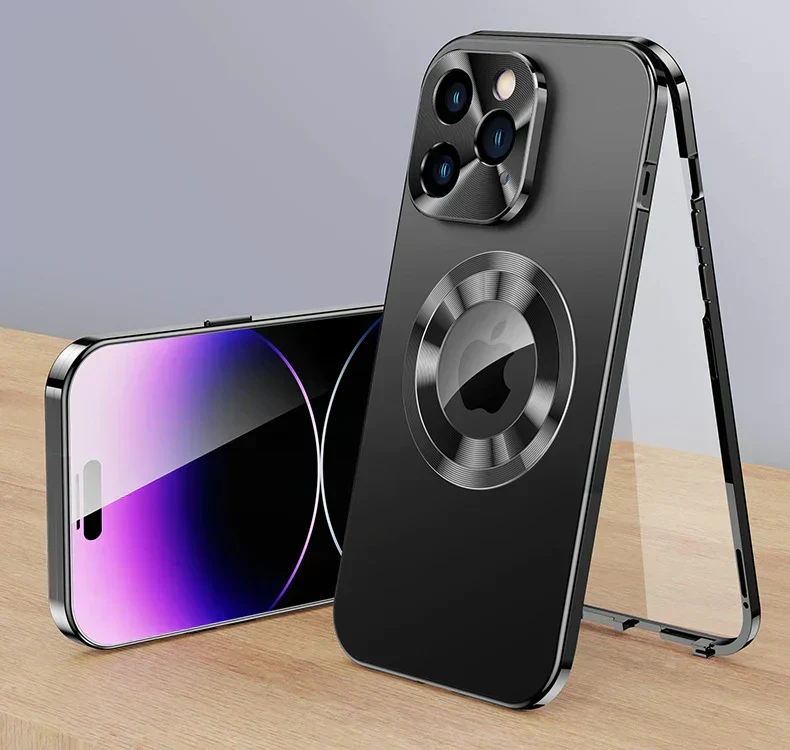 Case 360° Volledig Scherm Lens Metaal Magnetisch Magsafe Hoezen Aluminium voor iPhone 15 14 13