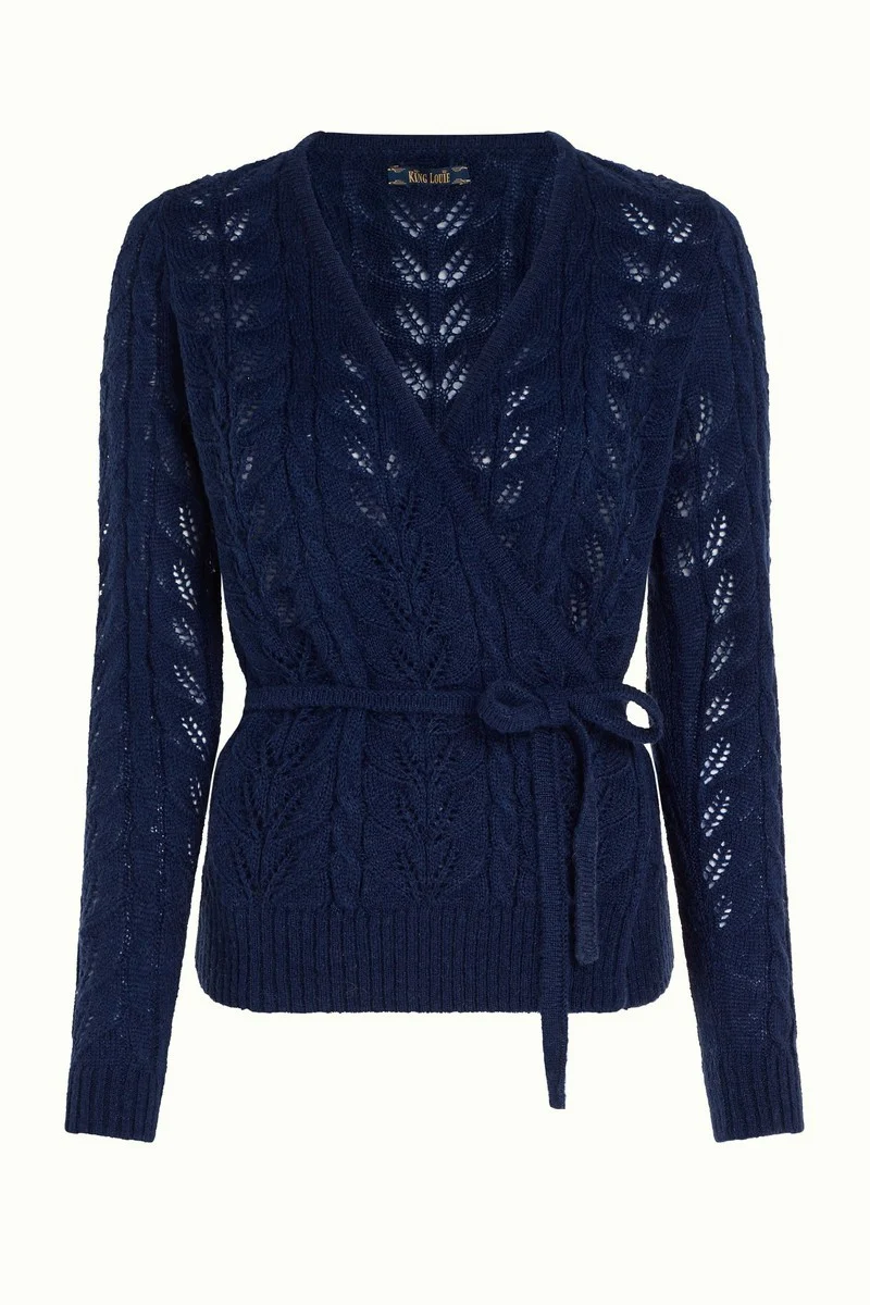 King Louie Wrap Top farfalle ink blue