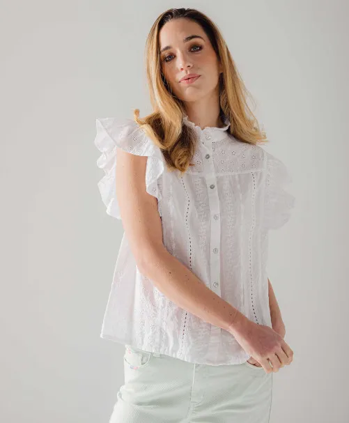 C'est beau la vie eva chemise sm broderie anglaise ecru