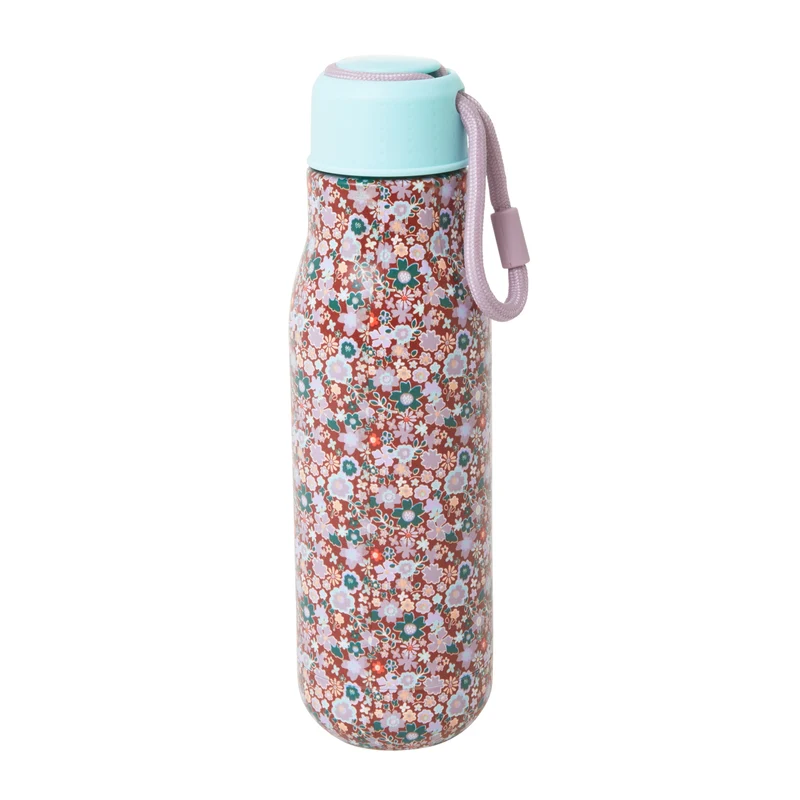 Rice stainless steel drinking bottle with multi fall floral print