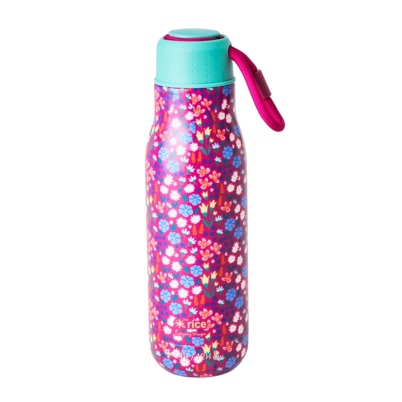 Rice stainless steel thermo bottle multi poppies print