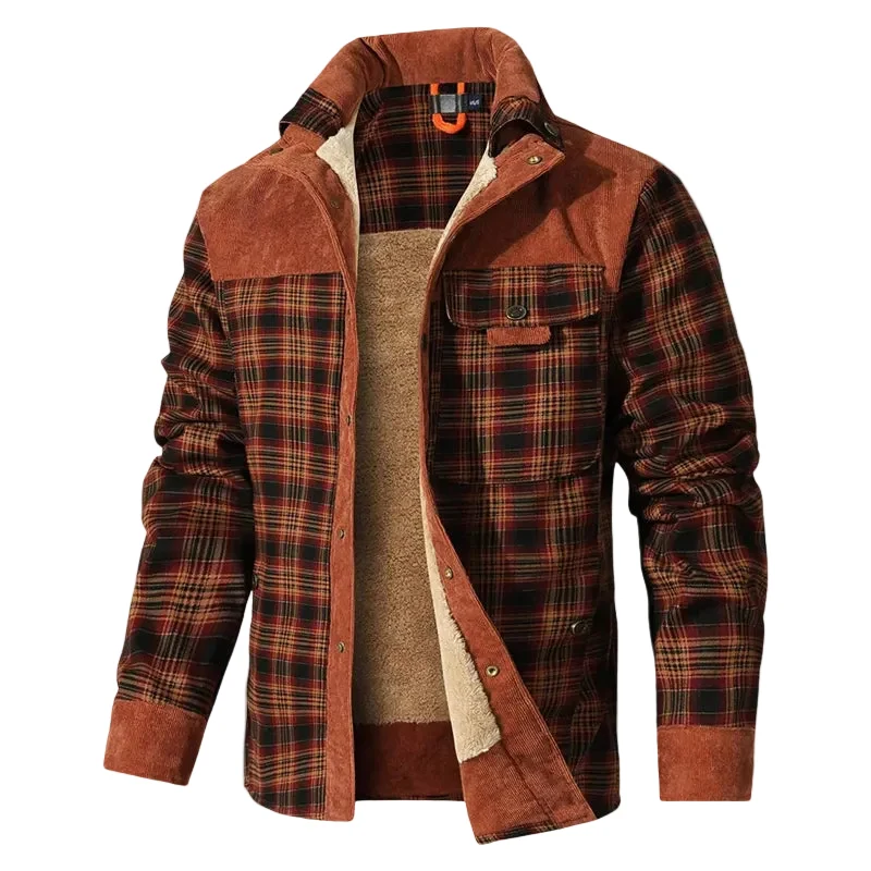 Heren Outdoorjas Geruit met Sherpa Voering