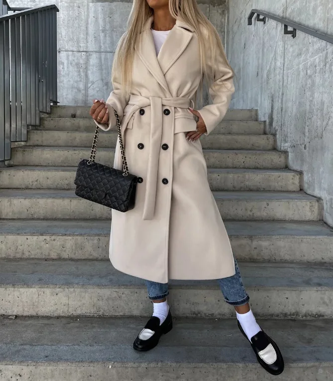 Chique Lange Getailleerde Dames Trenchcoat - Elegantie & Stijl