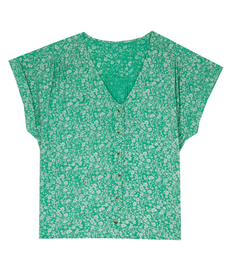 C'est beau la vie Lilou blouse bouton boise uimp bicolor vert