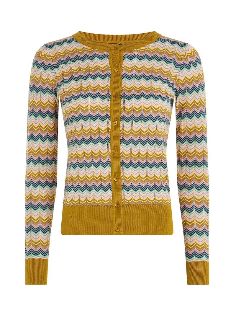 King Louie cardi roundneck lavigne curry yellow