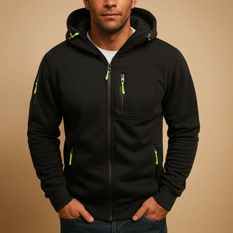 Heren Hoodie met Rits en Capuchon – Comfortabel Bram Design