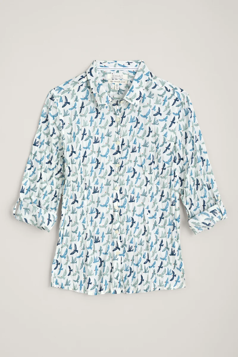 Seasalt Cornwall Larissa shirt bird collage chalk