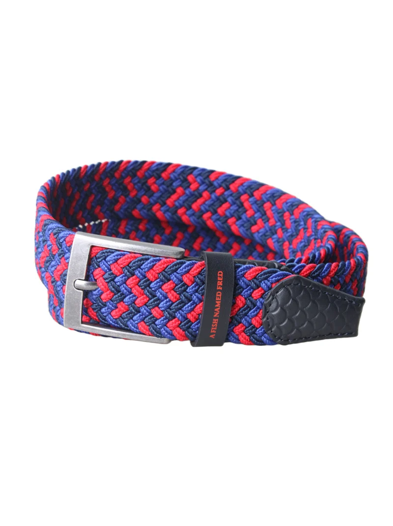 A Fish Named Fred braided elastic belt navy red blue