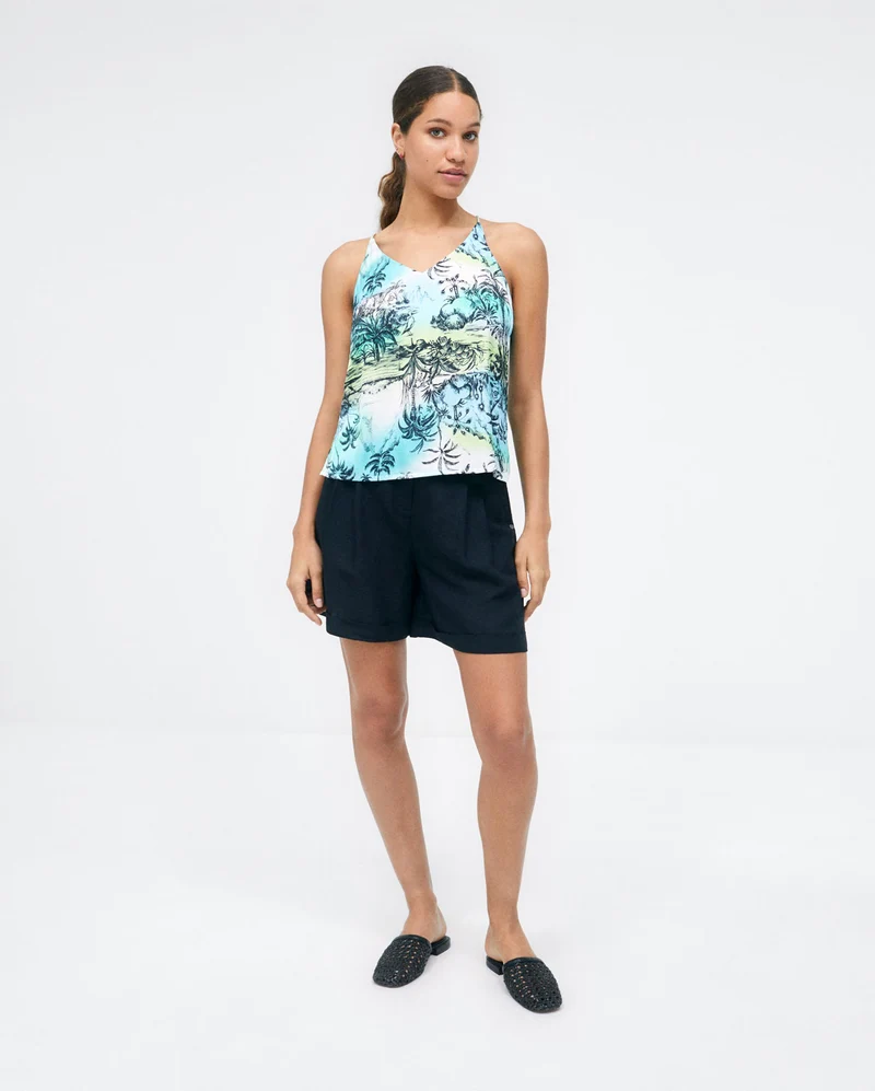 Surkana top with straps printed green