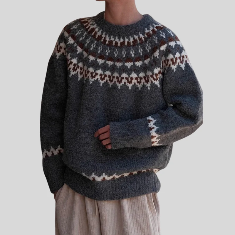 RetroWeave Herenpullover – Trui met ronde hals en vintage ontwerp