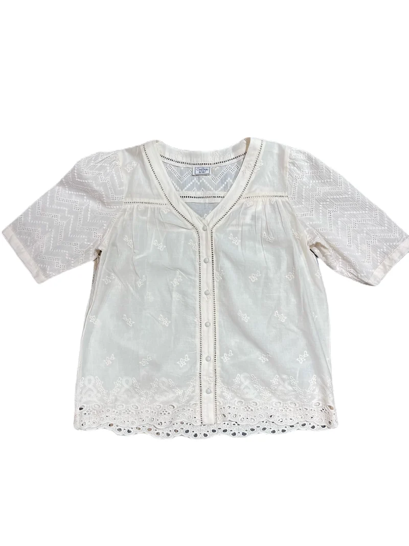 C'est beau la vie dune chemise mc broderie anglaise ecru