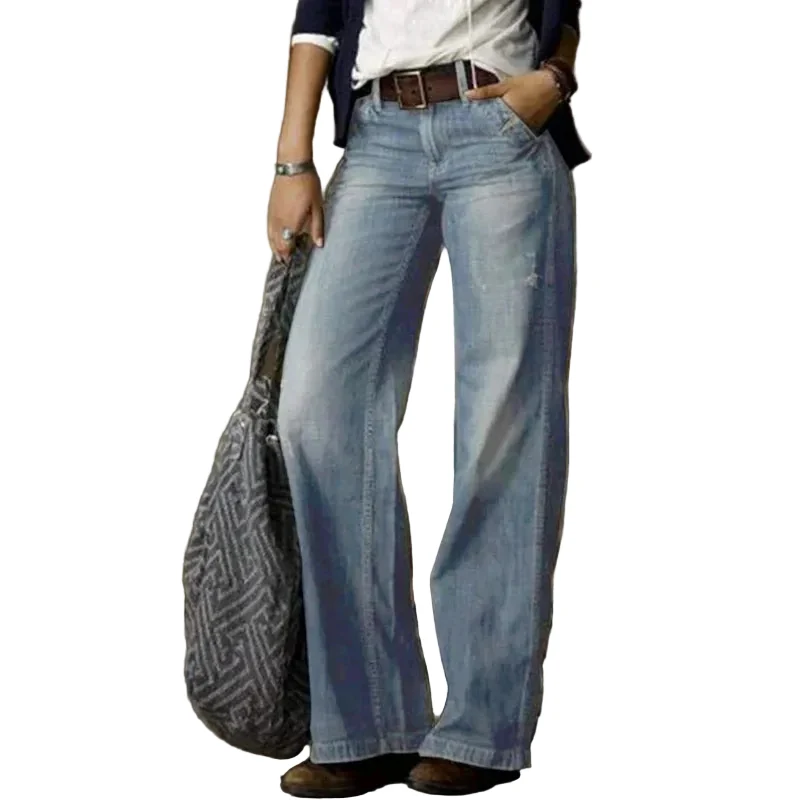 Dames Wijde Broek Vintage Met Brede Poten