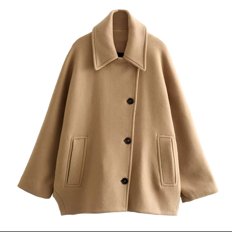 Dames Oversized Jas - Trendy Winter Stijl - Bruin Beige & Zwart