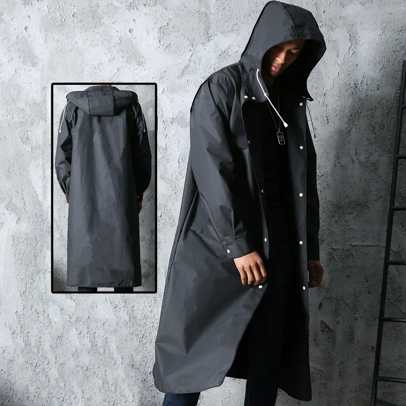 Lange Waterdichte Heren Regenjas - Onyx Zwart