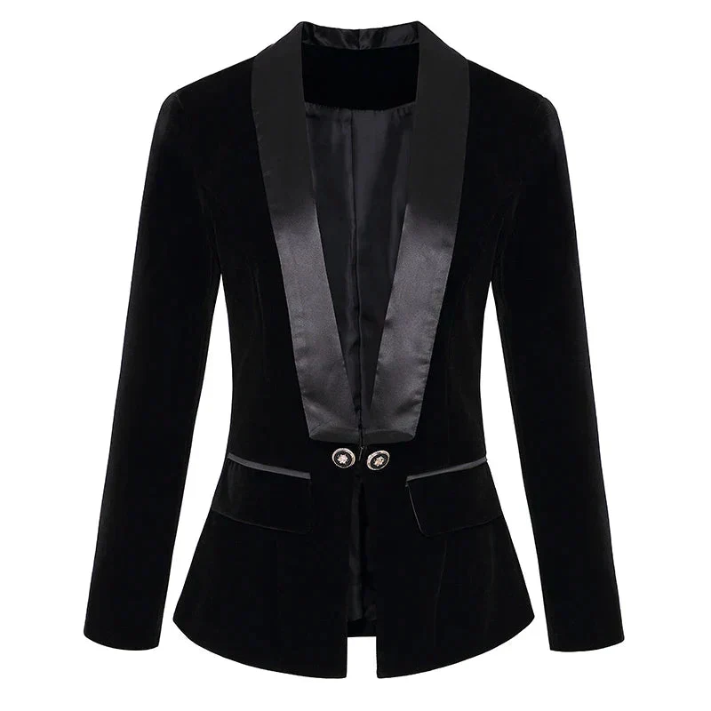 Dames Blazer Met Satijnen Revers