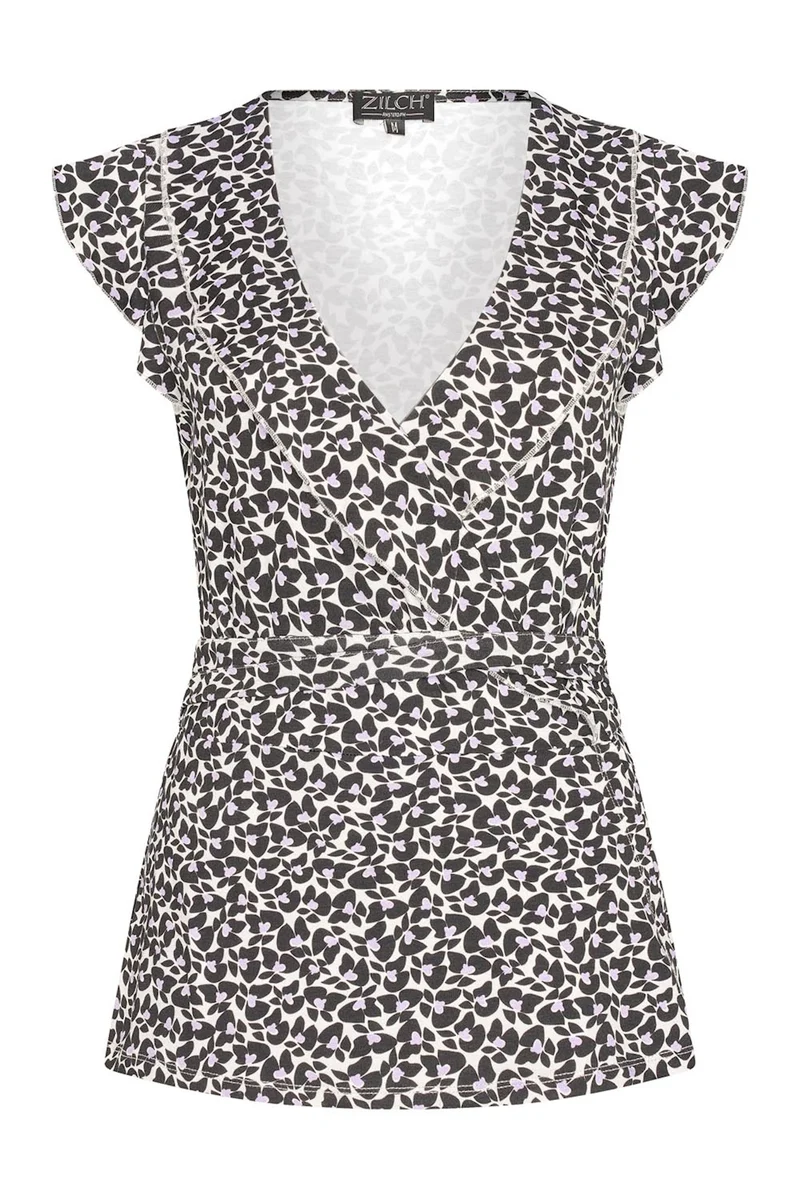 Zilch wrap top butterfly black