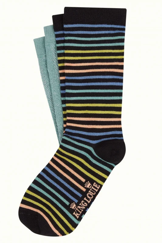 King Louie socks 2-pack mariani stripe spar green