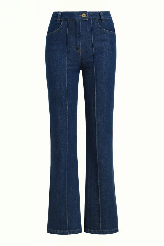 King Louie Ella pintuck pants golden denim indigo blue