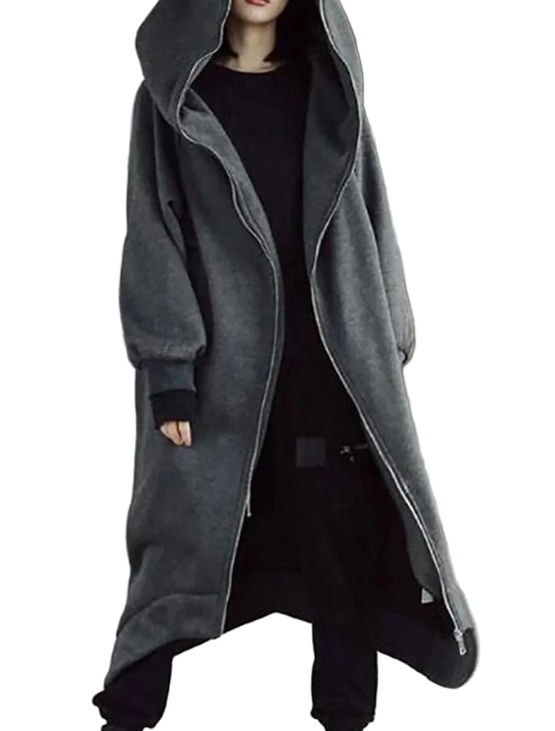 Lange Dames Jas Met Capuchon Stedelijke Stijl Voor Winter