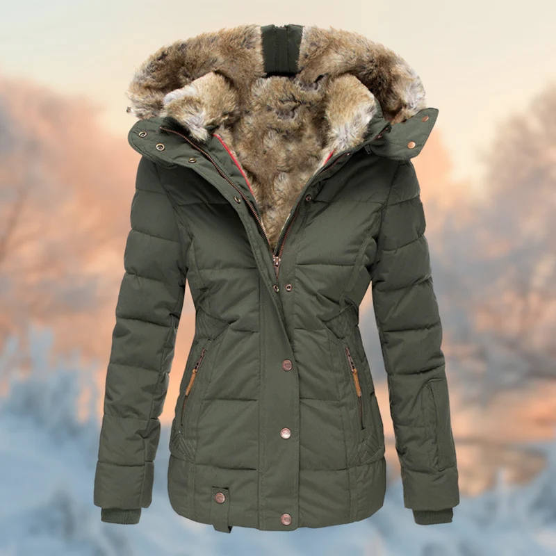 Dames Winterjas Gevoerd met Pluche Voering