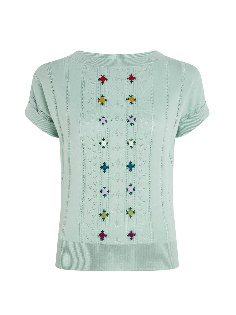 King Louie boatneck top orchid foam green