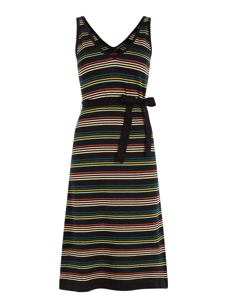 King Louie deep V knit dress riera stripe black