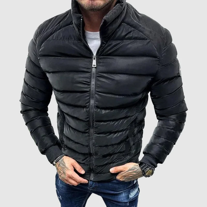 UrbanShield Heren Pufferjack – Slim Fit Winterjack met Hoge Kraag