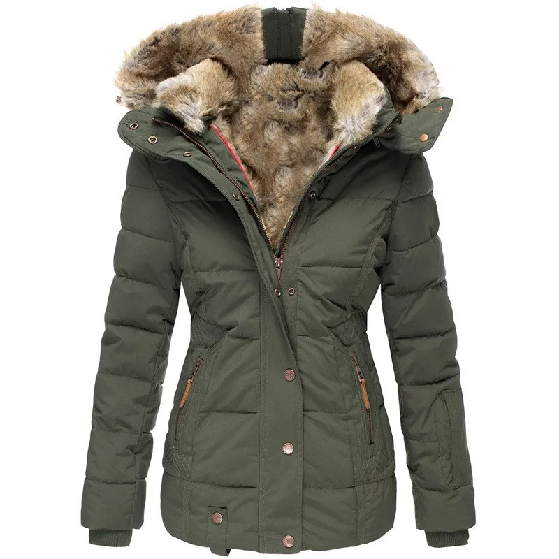 Mireda | Warme Winterjas met Luxe Bontkraag