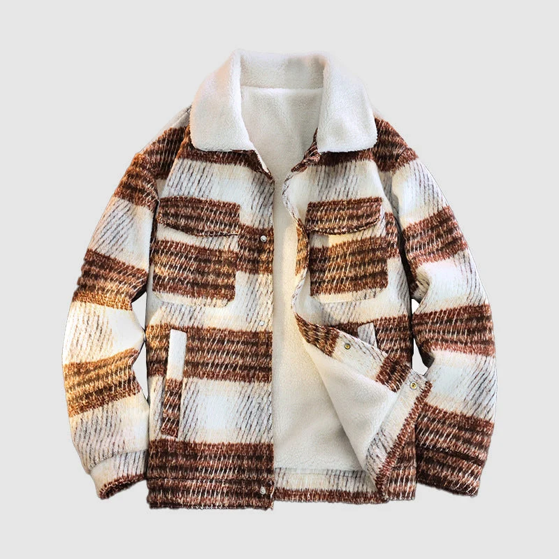 Heren Winterjas Geruit met Fleece Binnenvoering