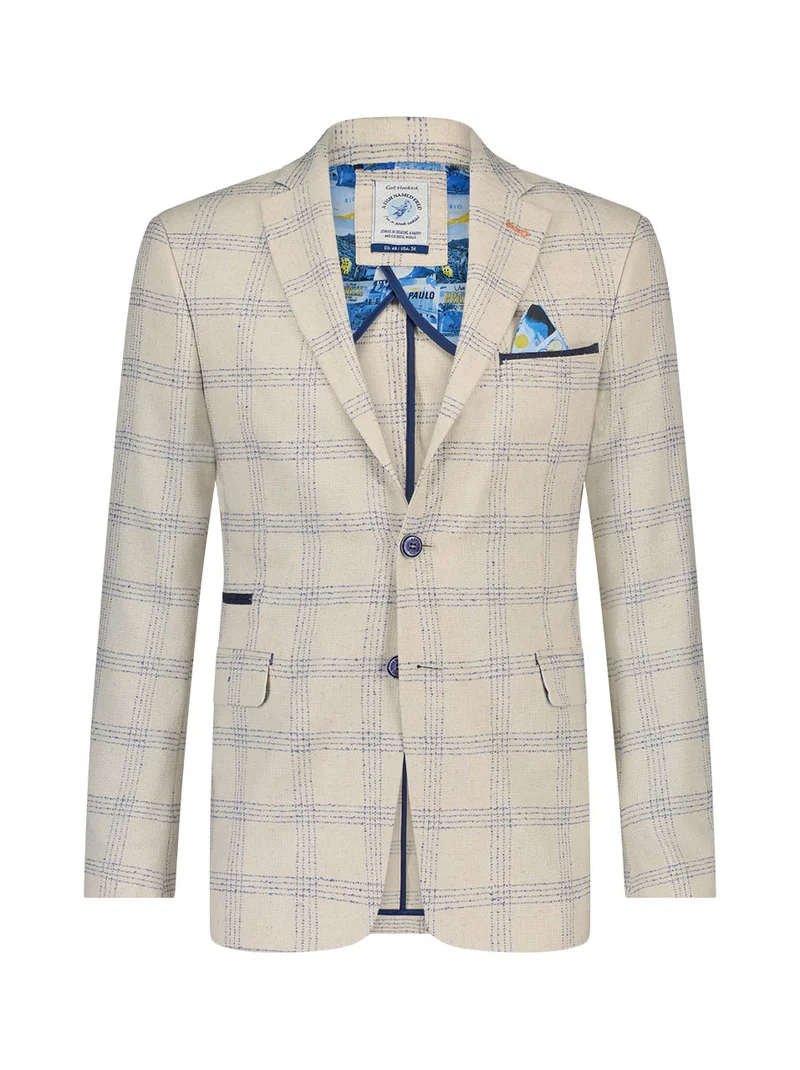 A Fish Named Fred blazer white blue linen check white