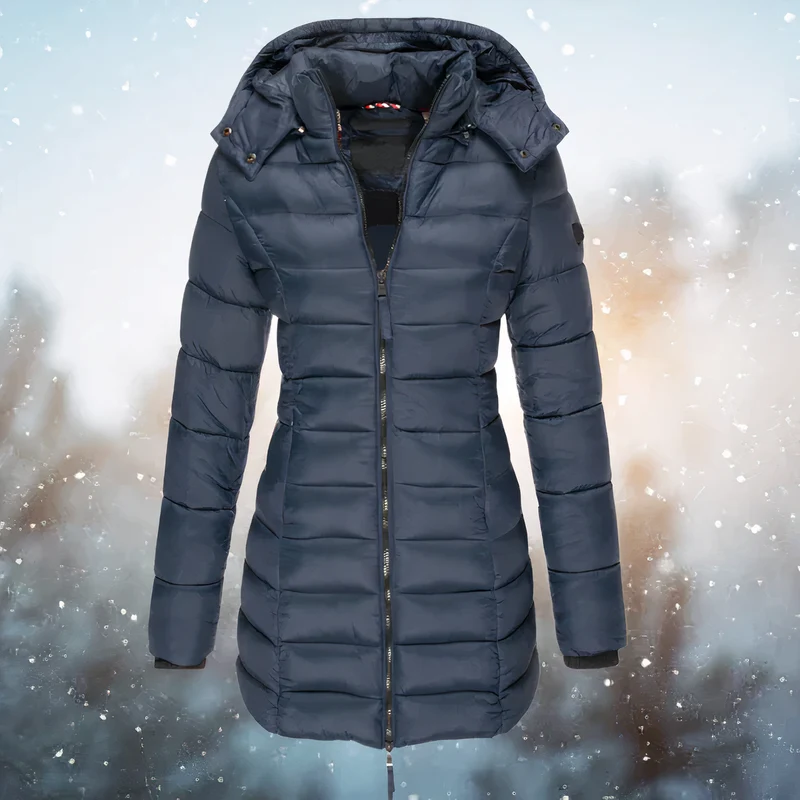 Winterjas Dames Slanke Snit met Capuchon en Dikke Warme Stof
