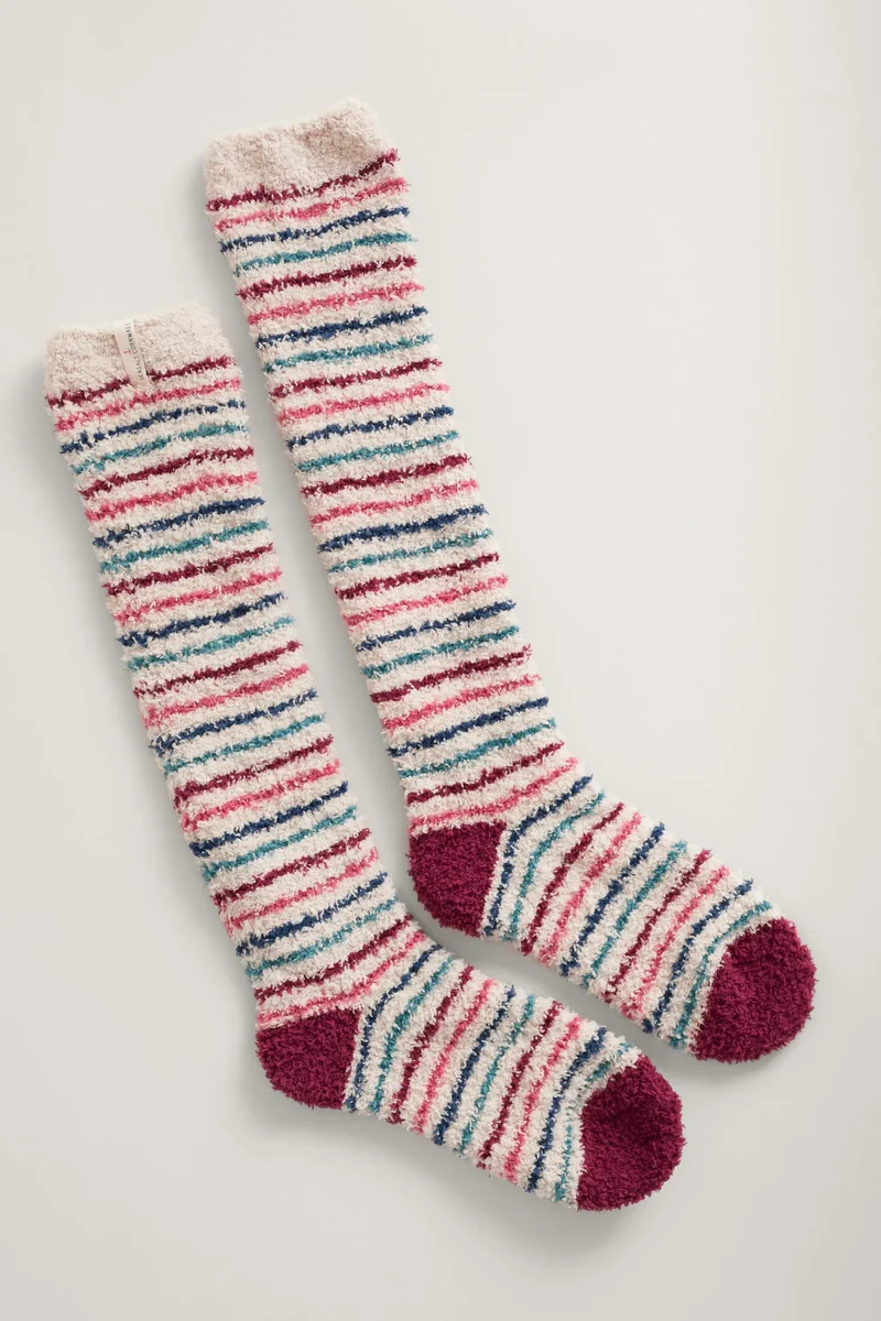 Seasalt Cornwall fluffies socks long west town red ship mix