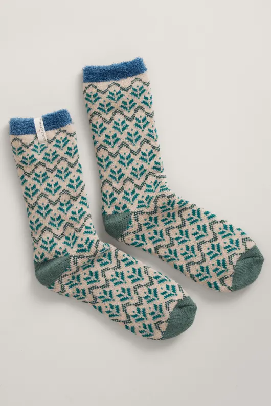 Seasalt Cornwall cabin socks broadleaf dune grass
