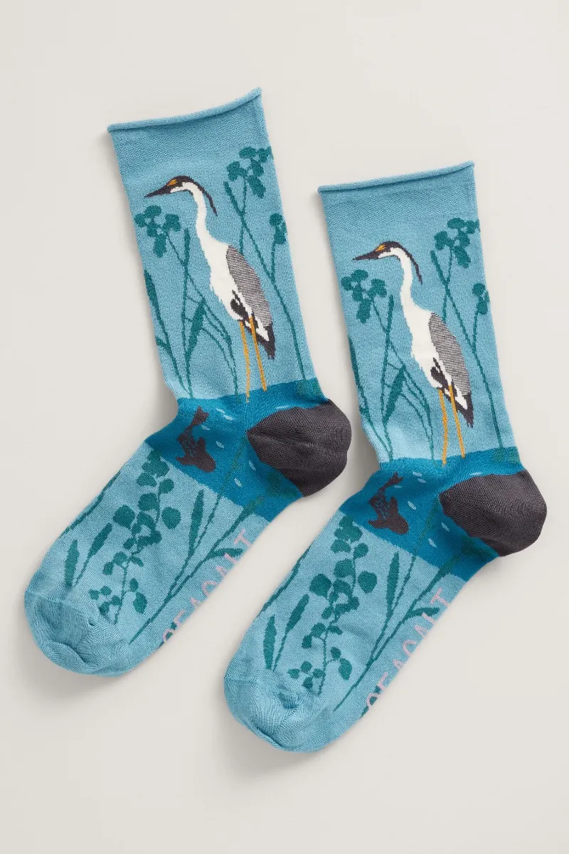 Seasalt Cornwall women's bamboo arty socks river pearl limpet