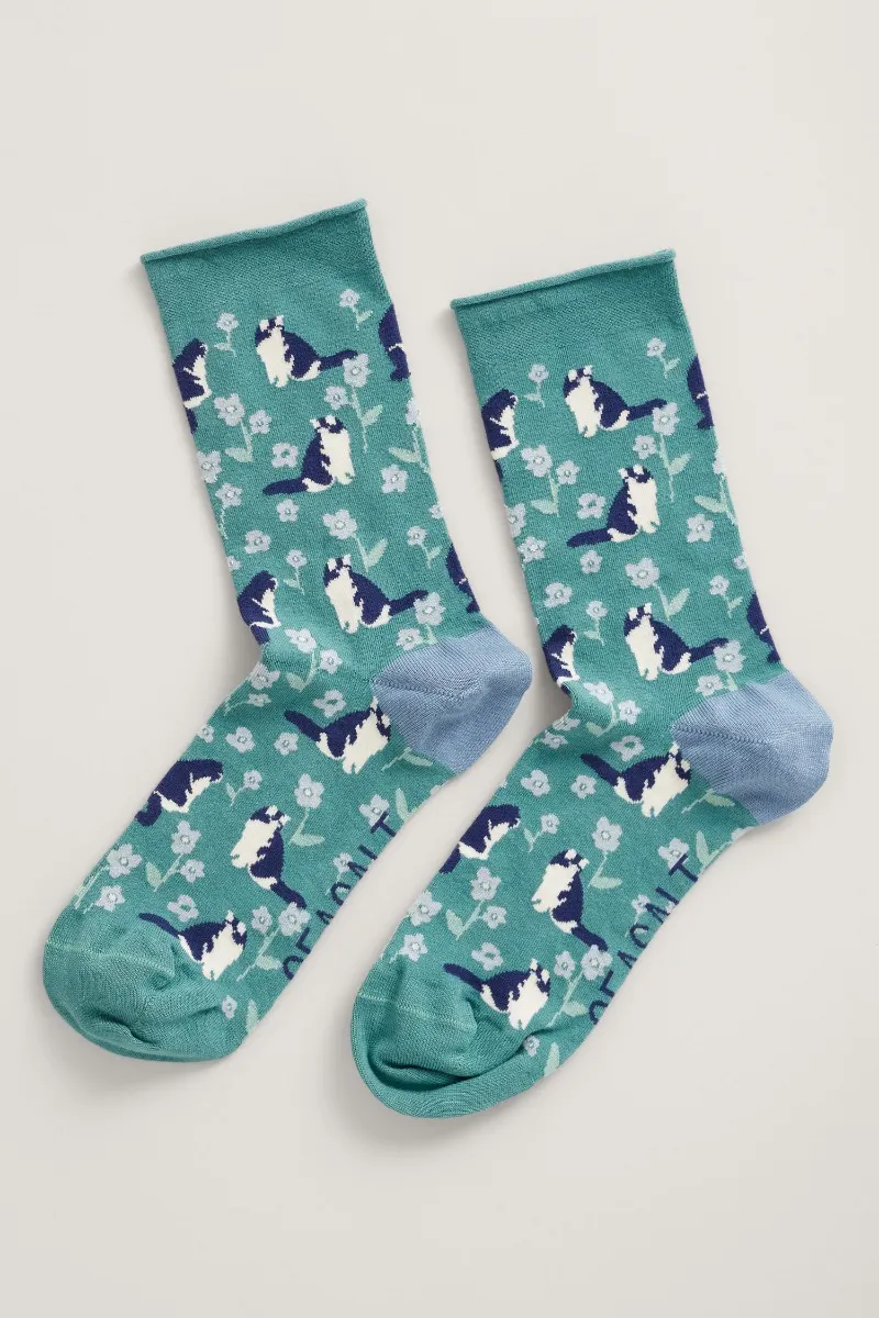 Seasalt Cornwall women's bamboo arty socks lazy days dune grass