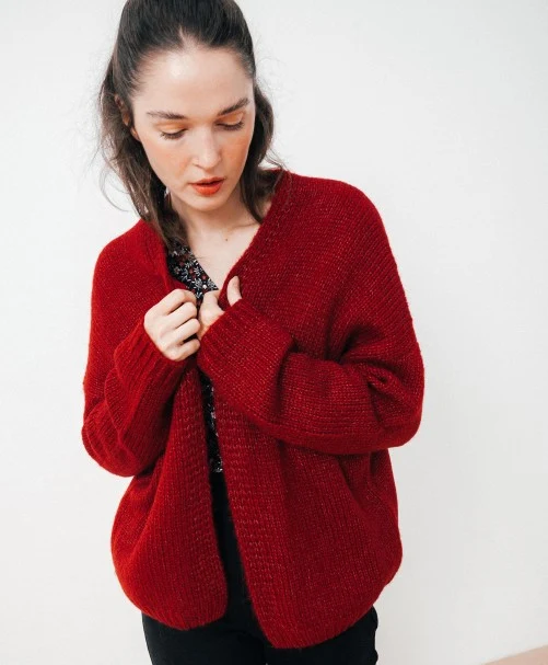 Rood warm vest | C'est beau la vie Lucie gilet cardicool carmin