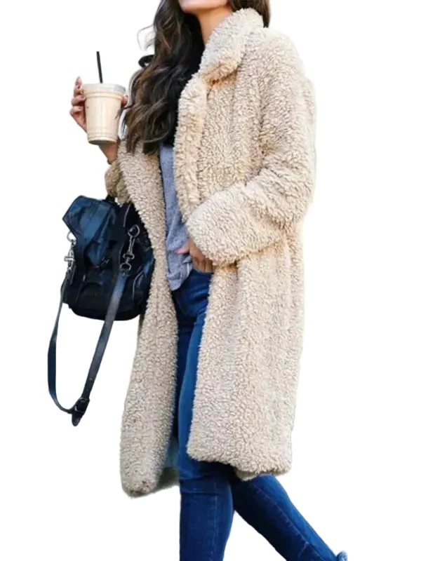 Dames Jas Oversized Teddy met Reverskraag voor de Winter