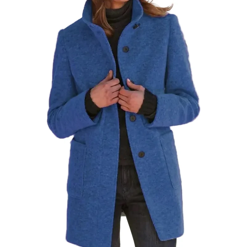 Dames Winterjas Casual met Opstaande Kraag