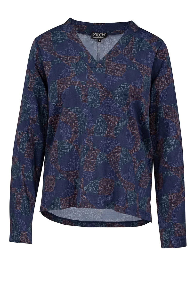 Zilch top V-neck dots navy