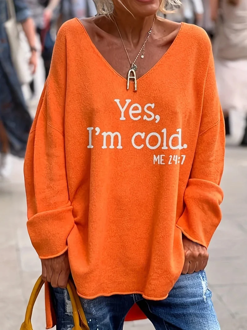 Casual Trui Met V-hals | Oversized