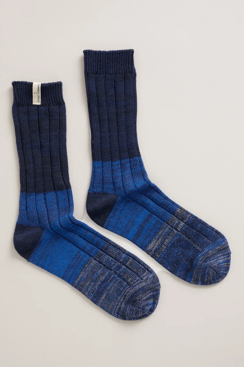 Seasalt Cornwall men's bloomin good socks II late light dark night