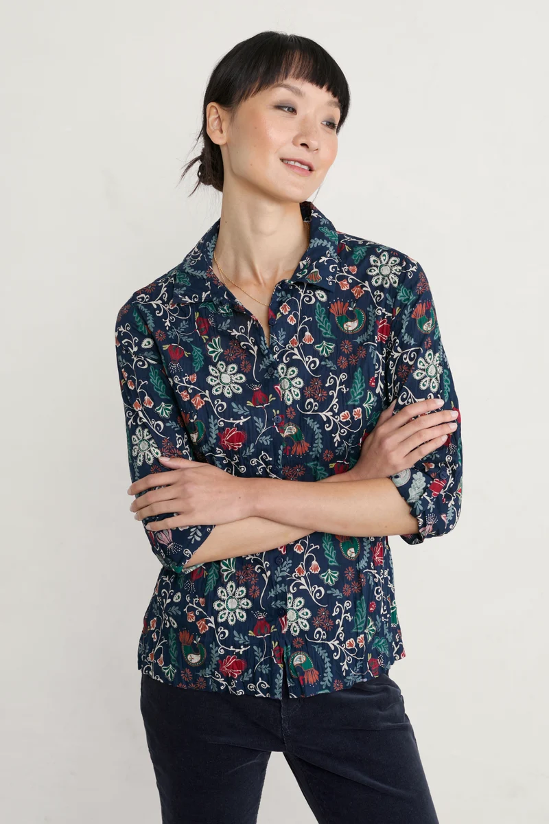 Seasalt Cornwall Larissa shirt mousehole foliage magpie