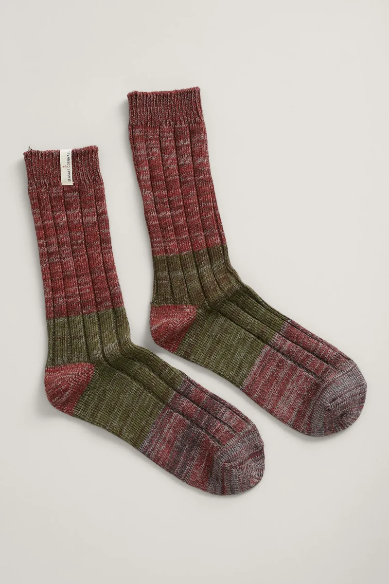 Seasalt Cornwall men's bloomin good socks II late light burgandy