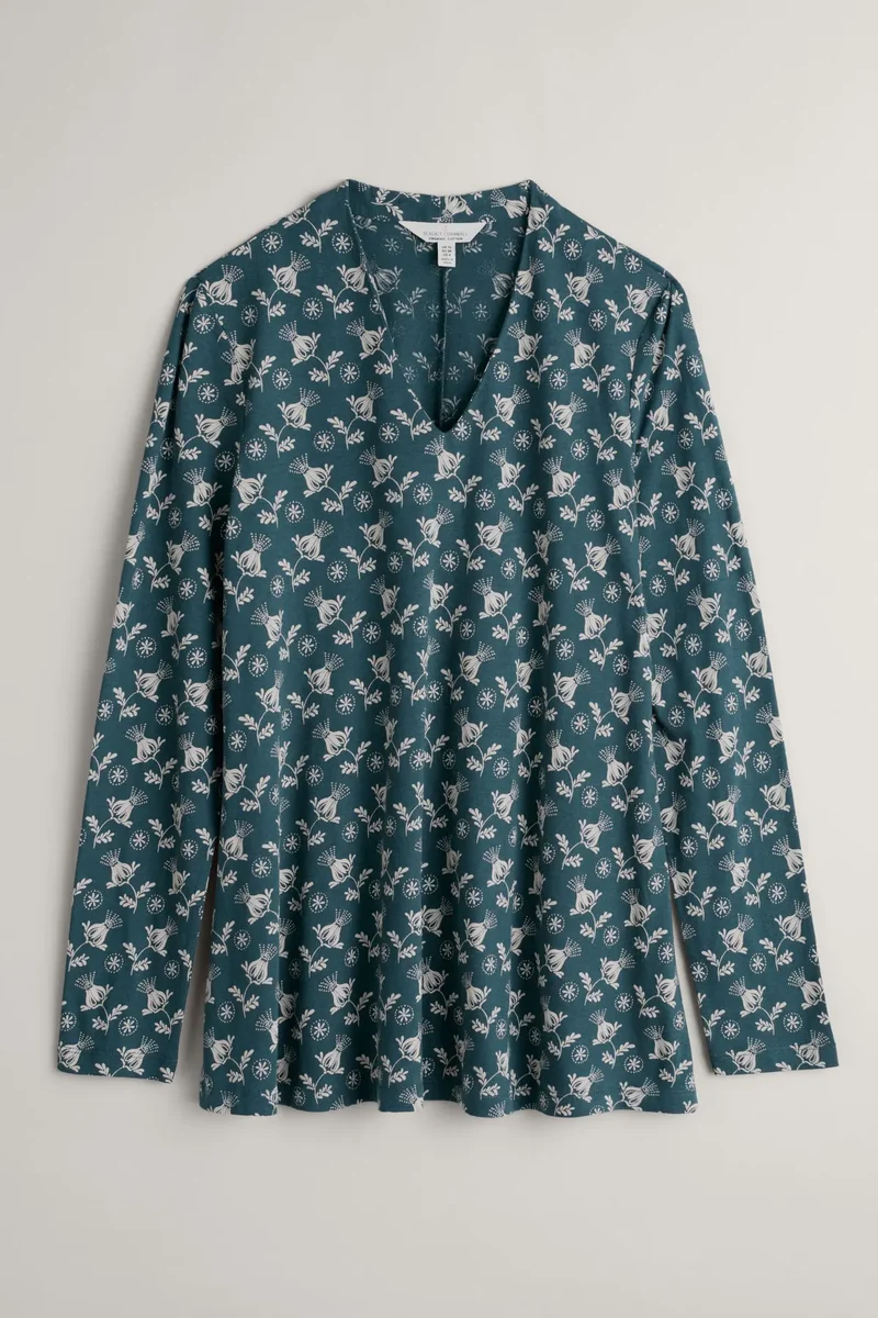 Seasalt Cornwall janey top carved seed head deep teal