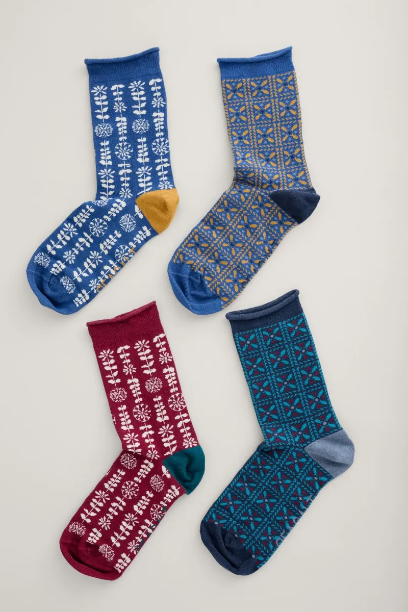 Seasalt Cornwall women's sailor socks box O'4 candlelight mix