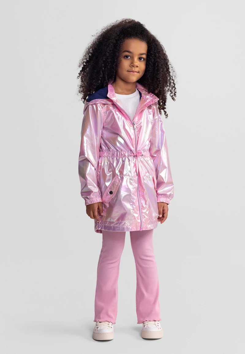 Girls' metallic parka in pink