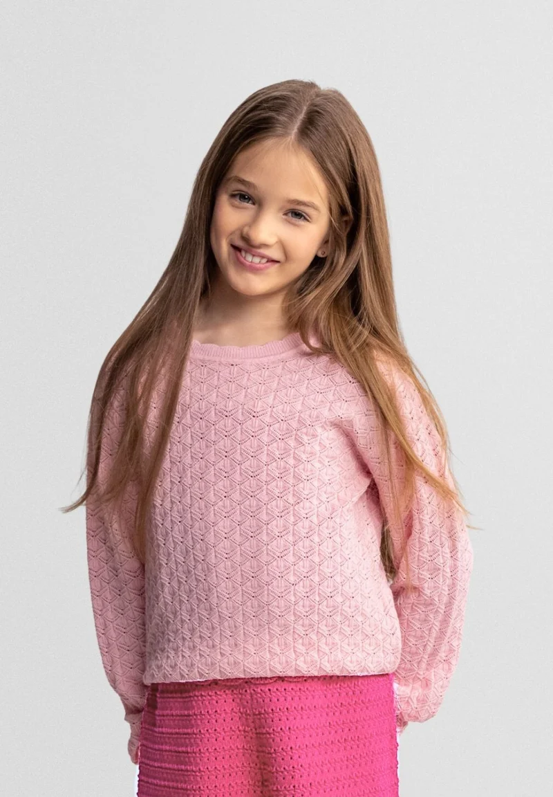 Girls' pointelle jumper in light pink
