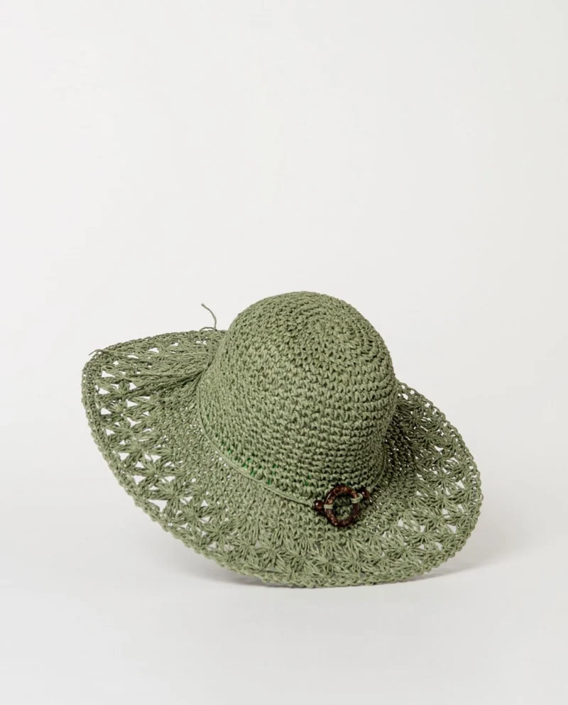 Surkana Plain raffia hat Green