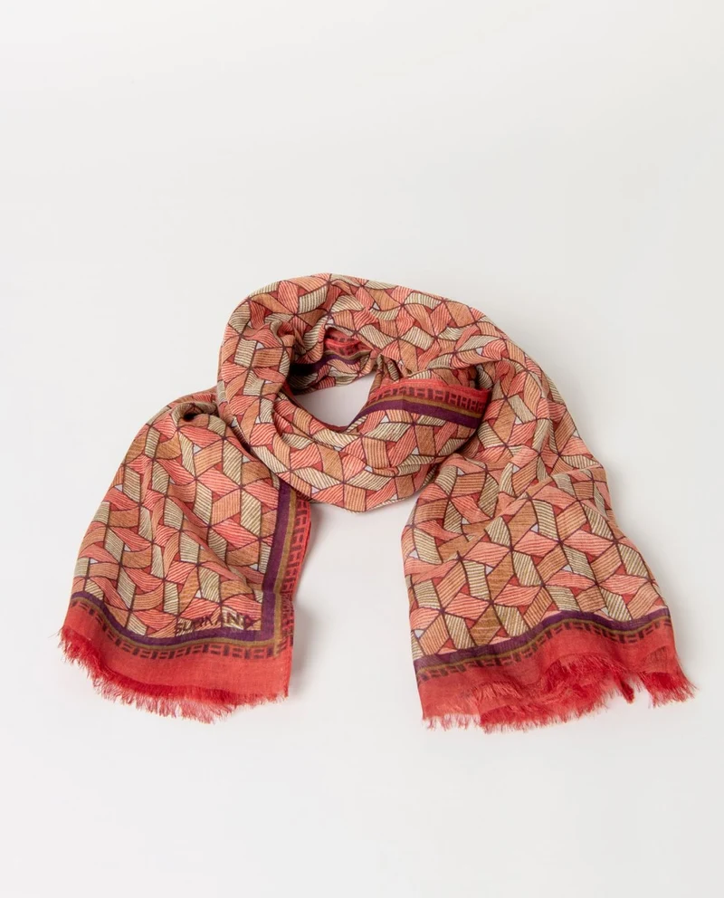 Surkana Printed rectangular scarf Red
