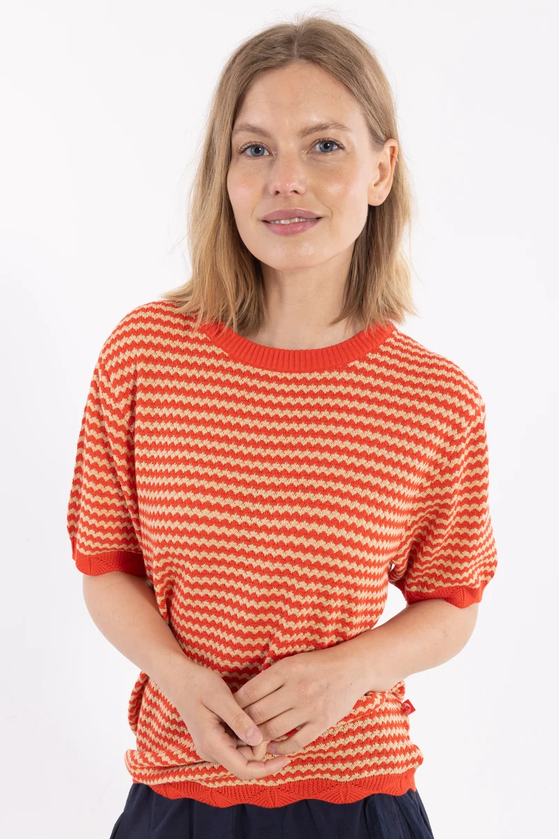 Danefae Danelounge Pearl Knit Boxy Sweater Summer Red/Nougat